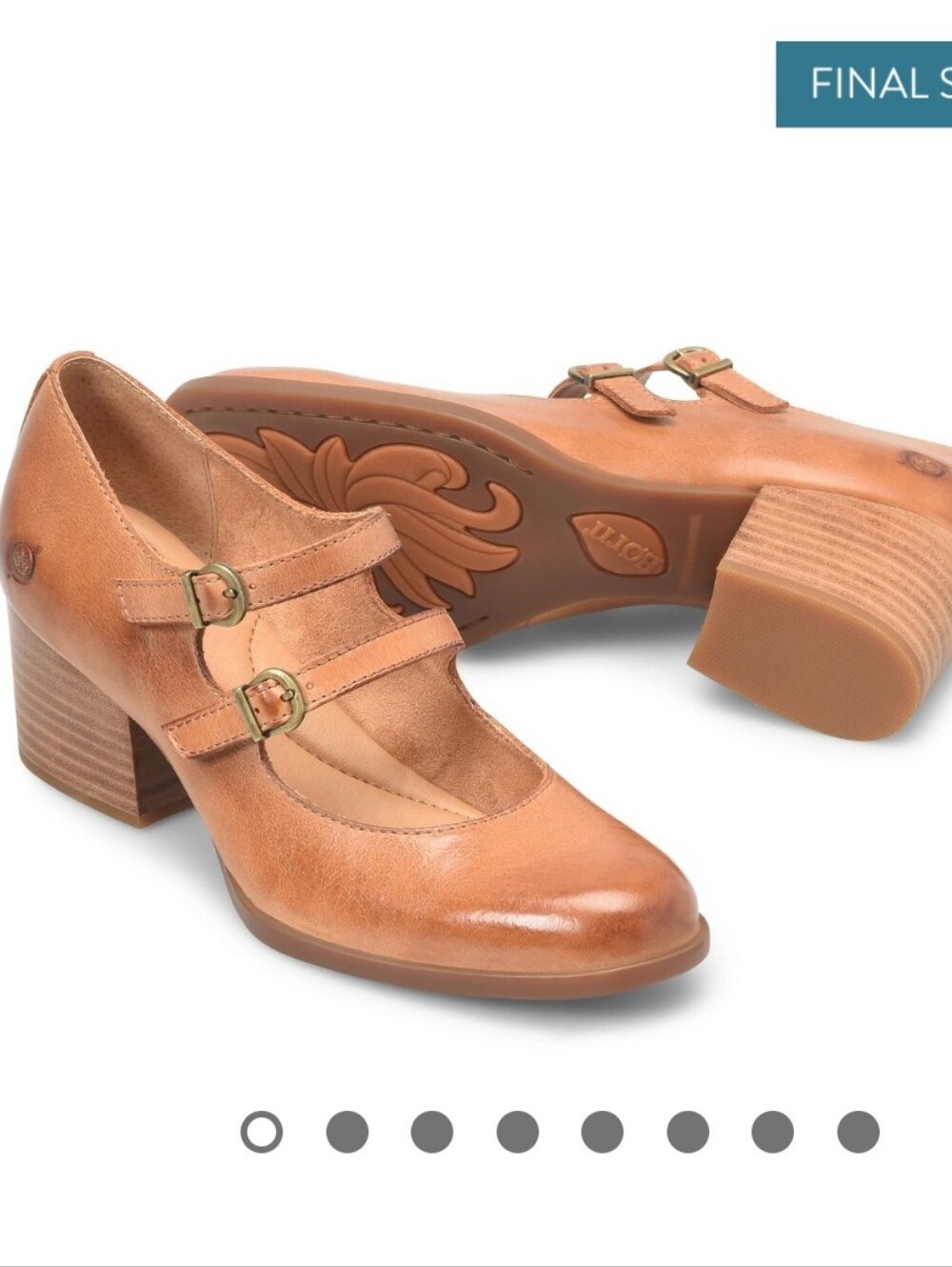 Born Double-Strap Mary Jane Heels in Tan Leather
